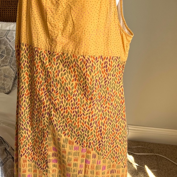Gudrun Sjoden Organic Linen Cotton Sleeveless Patchwork Dress Mustard Yellow-L - Picture 6 of 9